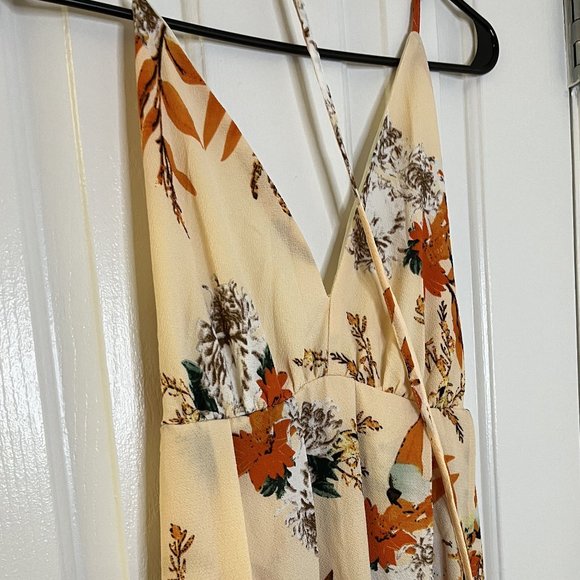 NWOT BerryGo Women's Sexy Deep V Neck Backless Floral Print Split Maxi Dress - Picture 7 of 13